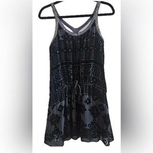 Free People Boho Black Racerback sequin sleeveless Velvet dress 2